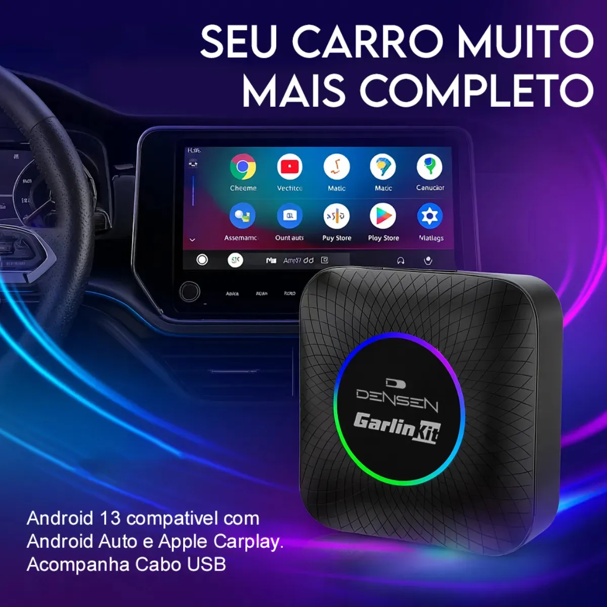 Carlinkit Streaming Box 8gb + 128gb Carplay Android Auto Sem Fio Adaptador Wireless Car Play - Imagem 3